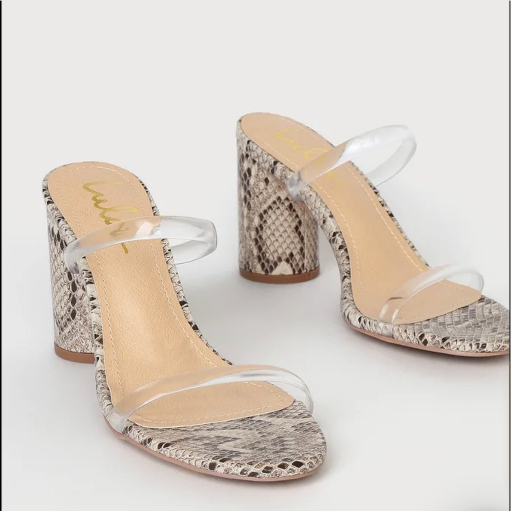 Lulu’s Snake and clear strap sandals - BRAND NEW IN BOX